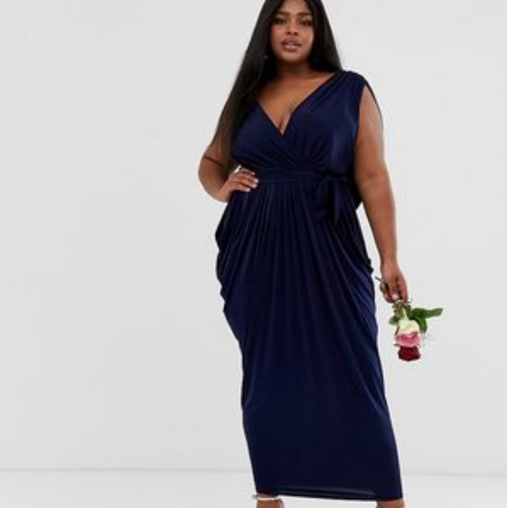 Club Lindon Plus Size Slinky Cowl Back Dress